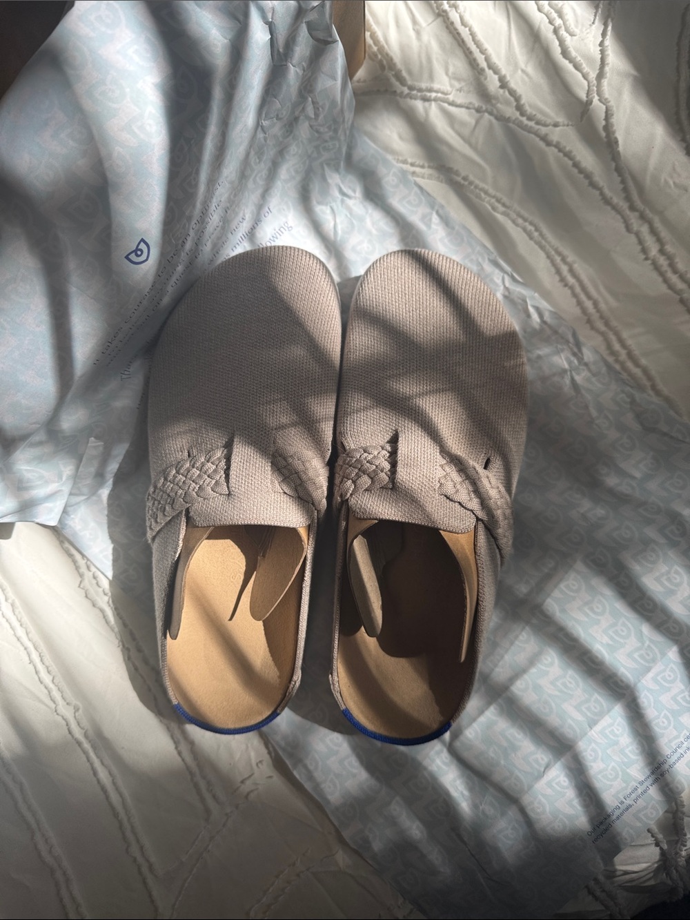 Rothy's Taupe Slip-On Woven-Detail Clogs